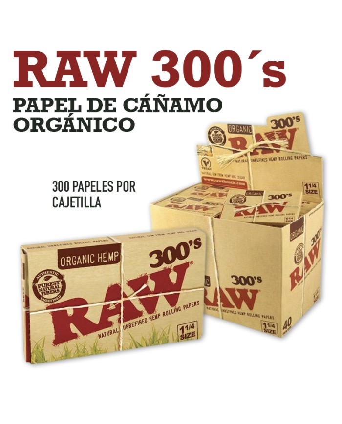 Papel Raw 300´s Organic Hemp - Papel de fumar orgánico